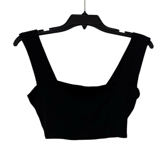 Reformation Tops - REFORMATION Black Ribbed Square Neck Cropped Top